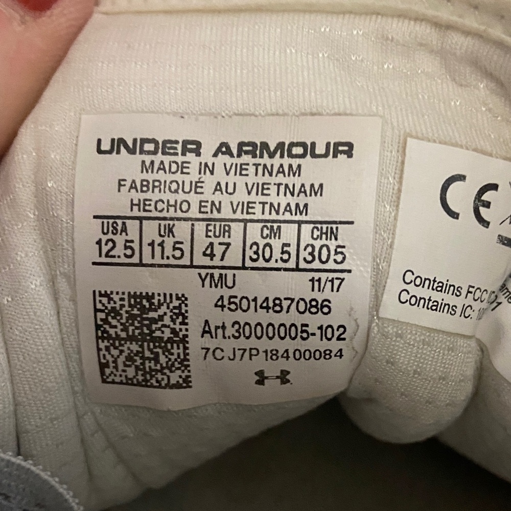 Under Armour Men's Off-White Knit Sneakers - Picture 2 of 5